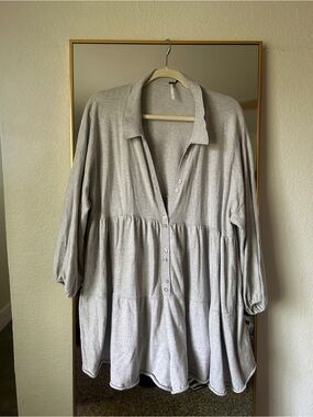 Free People x Revolve Easy Kinda Love Cashmere Gray Button-Front Romper